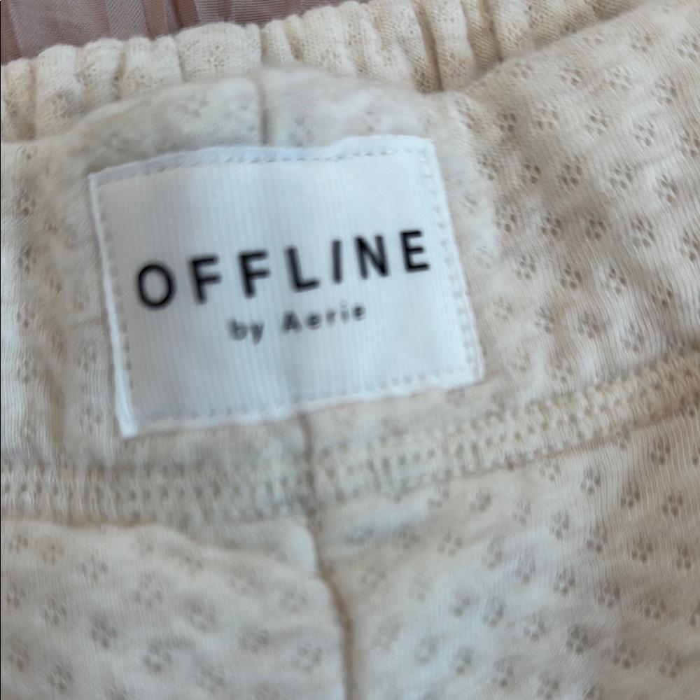 NEW Aerie Cream Textured Pants….joggers - Picture 2 of 6